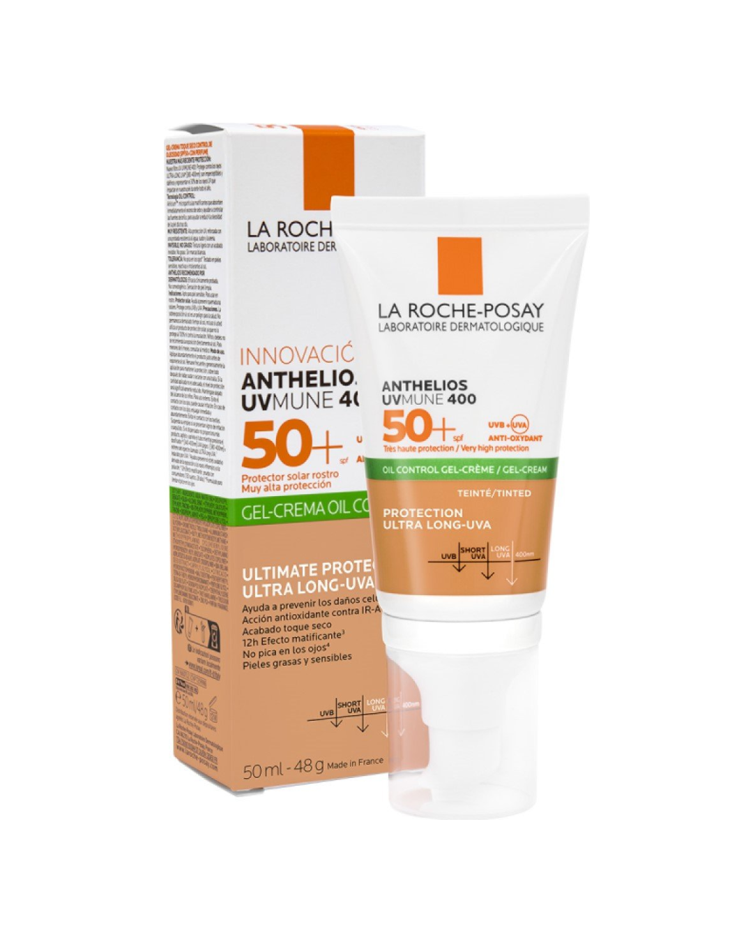 La Roche-Posay Gel Crema Toque Seco con Color FPS 50+ 50 ml