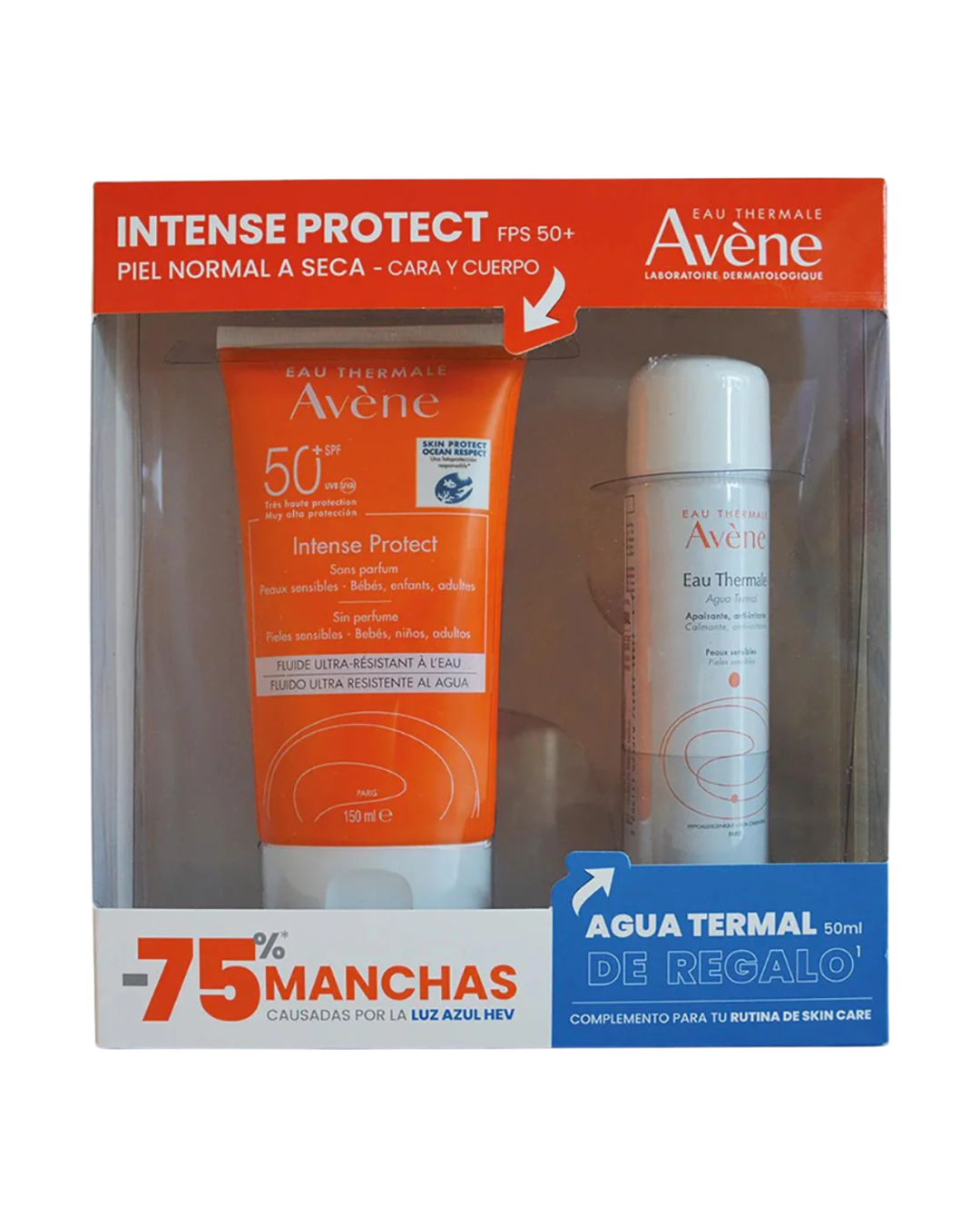 Avene Kit Protector Solar Intense Protect SPF 50+ 150ml + Agua Termal 50ml