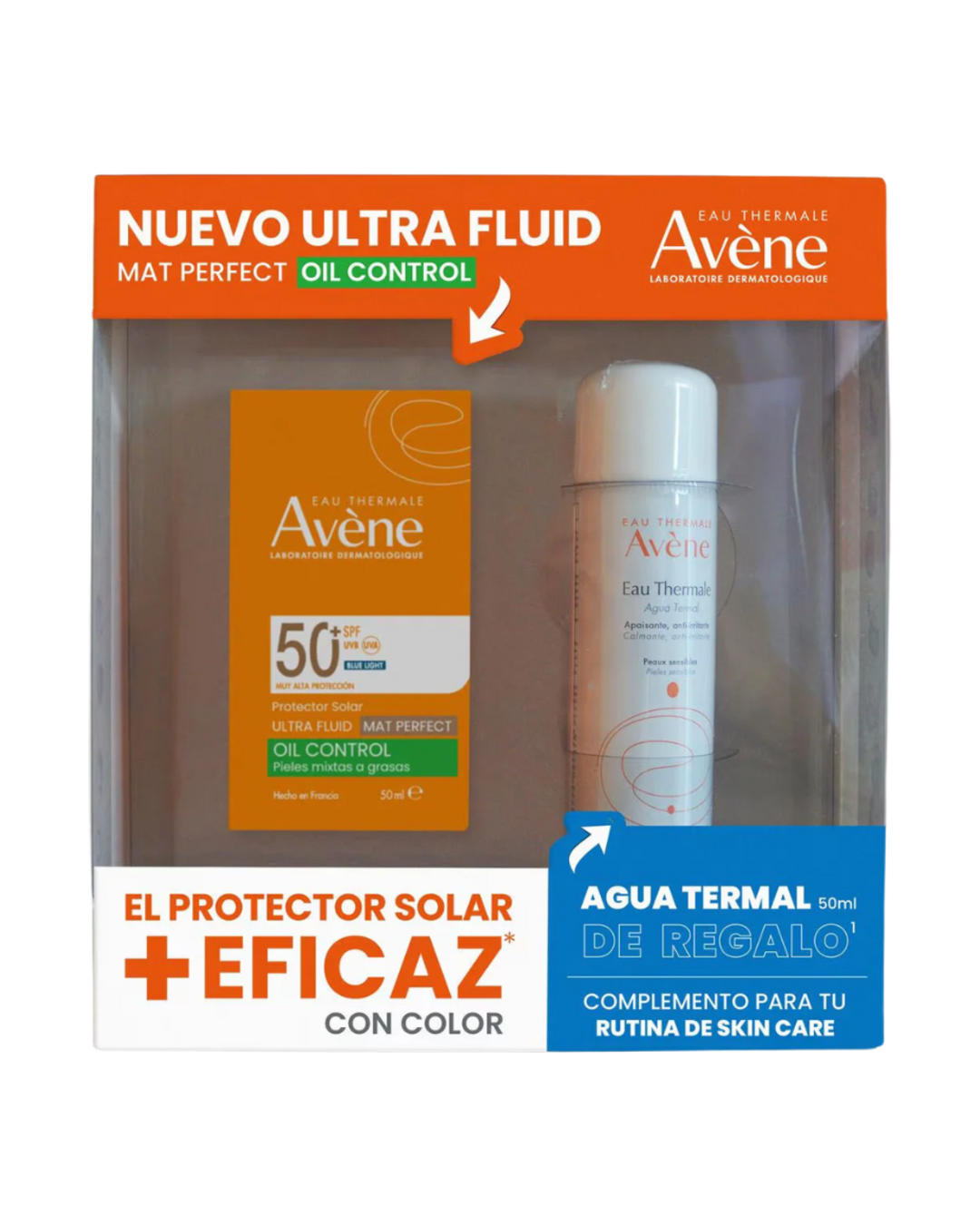 Avene Kit Protector Solar Mat Perfect Oil Control con Color SPF 50+ 50ml + Agua Termal 50ml