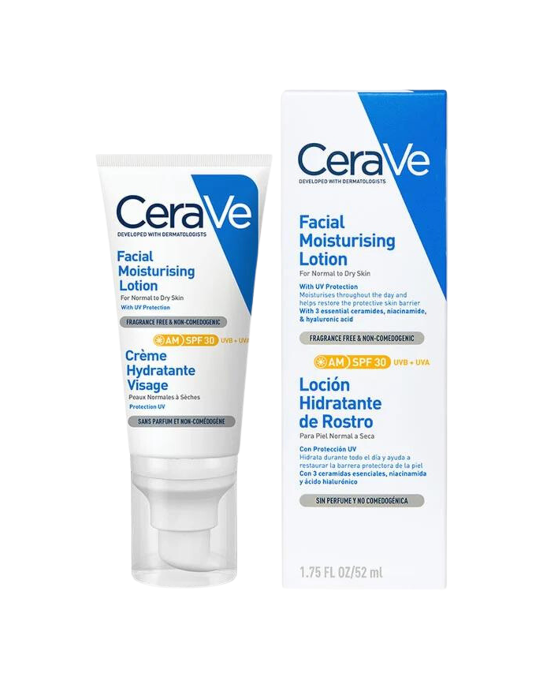 CeraVe Loción Hidratante de Rostro AM con FPS 30 para Piel Normal a Seca
