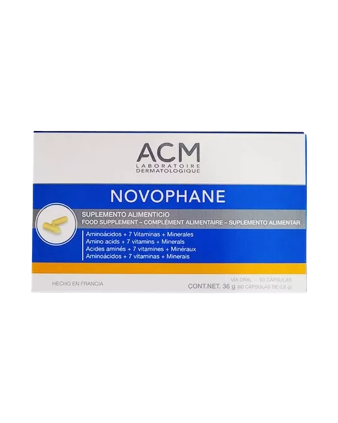 Acm Novophane Capsulas Suplemento Alimenticio Ideal para el Tratamiento Anticaída 60 Caps