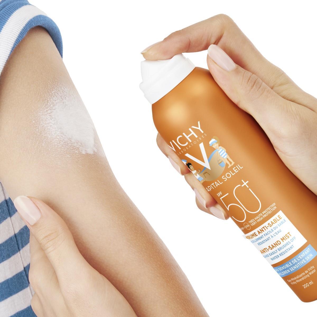 Vichy Capital Soleil SPF 50+ Protector Solar en Spray, Bruma Anti Arena Niños 200 ml