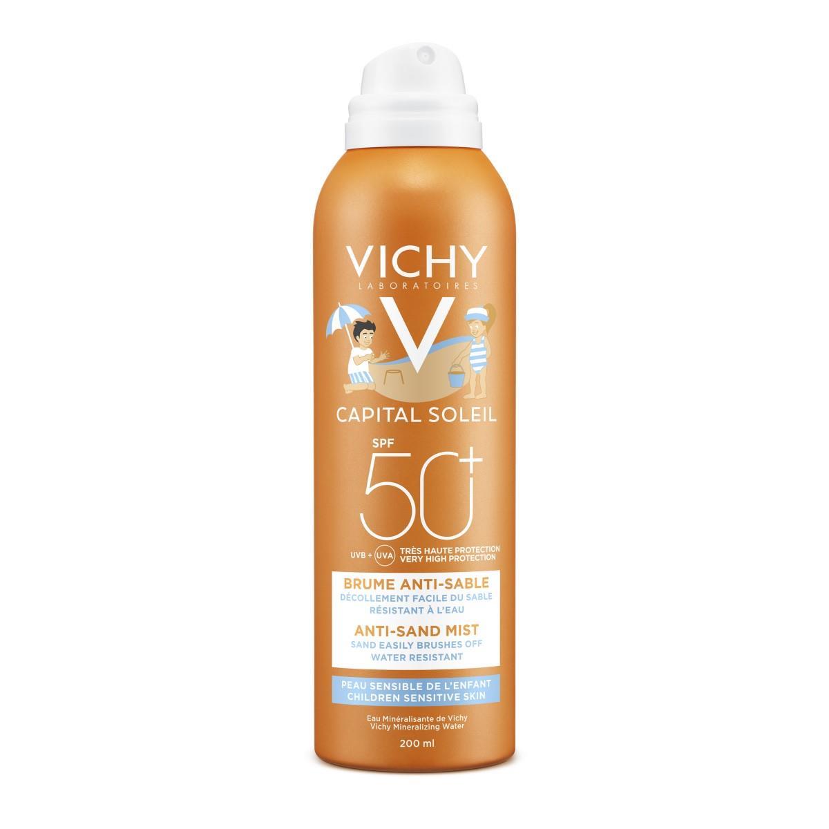 Vichy Capital Soleil SPF 50+ Protector Solar en Spray, Bruma Anti Arena Niños 200 ml