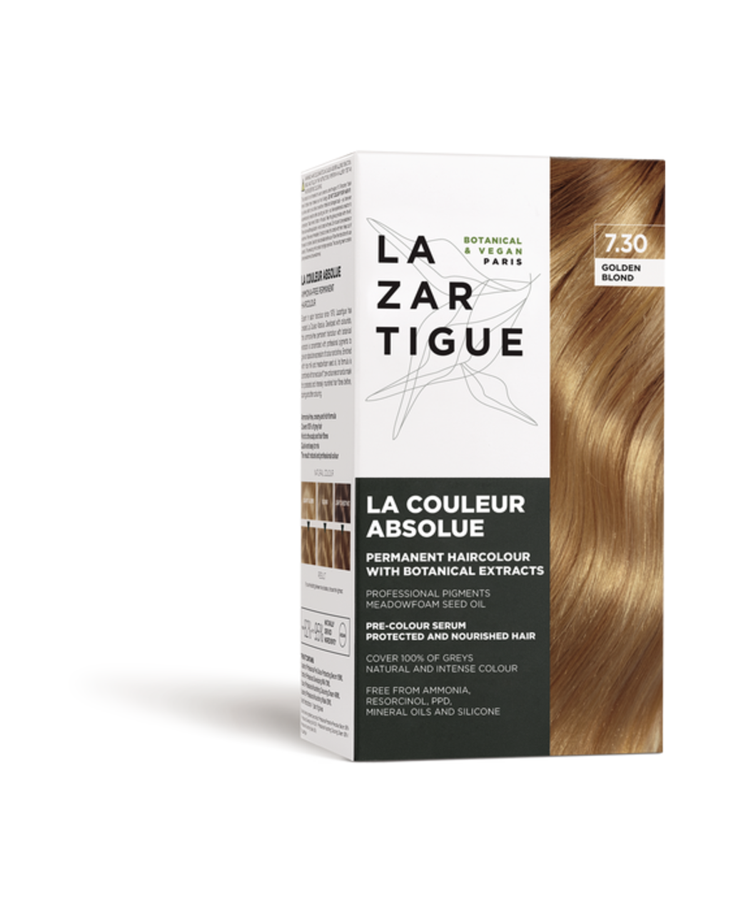 Lazartigue Kit Permanent Haircolour With Botanical Extracts 7.30 Golden Blond