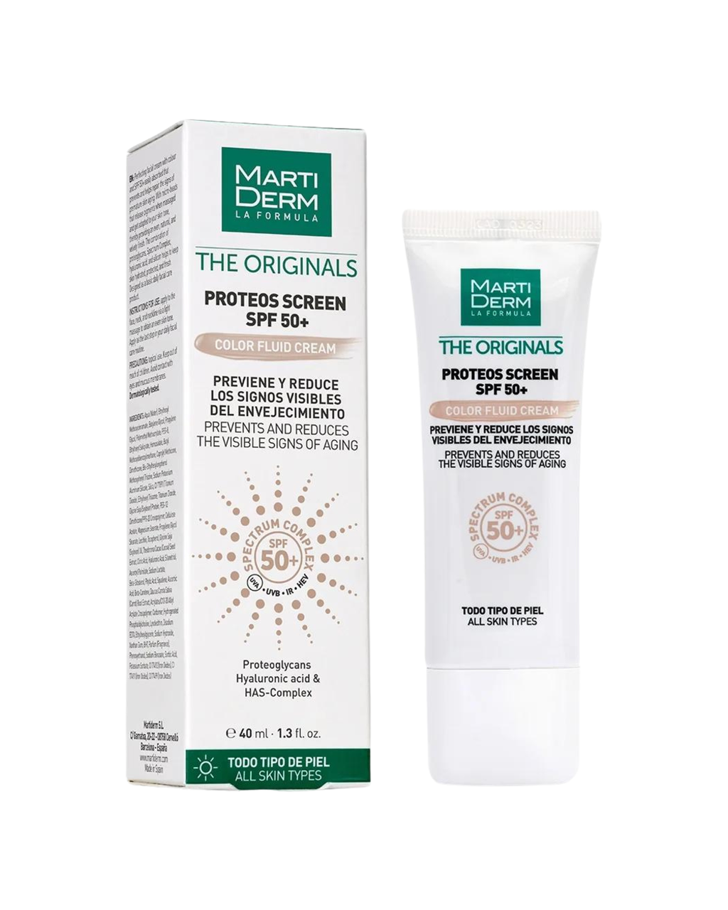 MartiDerm Proteos Protector Solar Crema Facial Fluida con Color SPF 50+ 40ml
