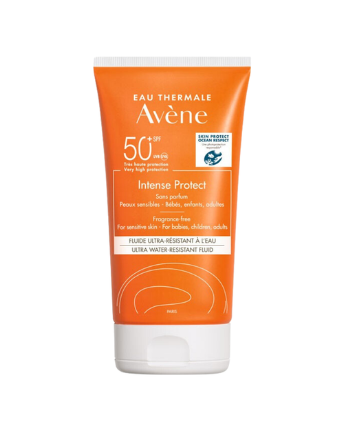 Avene Intense Protect SPF 50+Fluido Ultra Resistente al Agua Pieles Sensibles Bebés, Niños y Adultos 150 ml