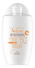 Avene Fluido Mineral sin color Piel reactiva/intolerante, FPS 50+, 40ml