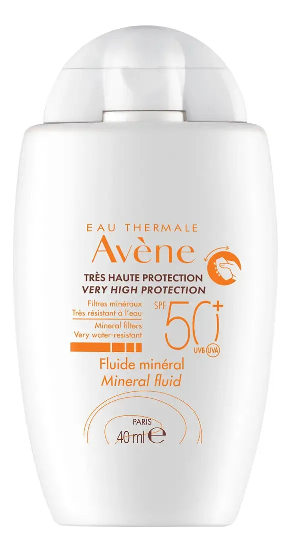 Avene Fluido Mineral sin color Piel reactiva/intolerante, FPS 50+, 40ml
